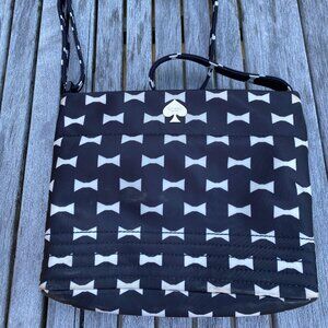 Kate Spade crossbody, clack with white bow print